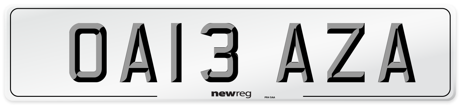 OA13 AZA Number Plate from New Reg